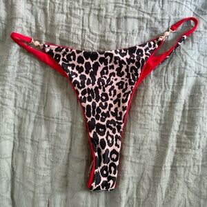 Leopard Print Bikini Bottom with Red Accents